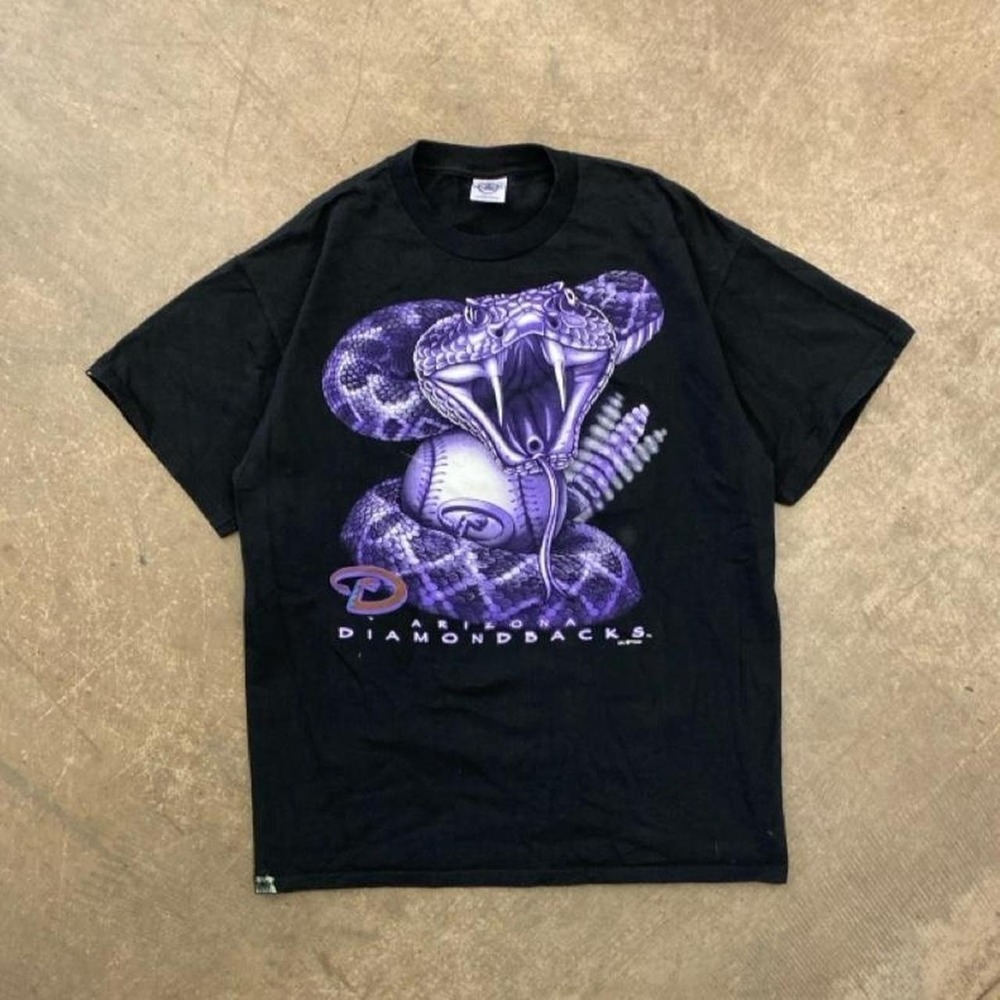 Vintage Arizona Diamondbacks MLB Purple Snake 2001 Baseball T-Shirt Size L